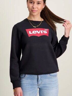 Levi's Black Crewneck Sweatshirt with Red Logo Graphic
